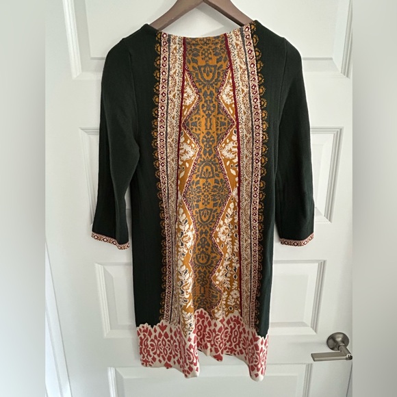 Anthropologie Knitted and Knotted Beaded Dress Green Yellow Size XS Peti… - Picture 13 of 16